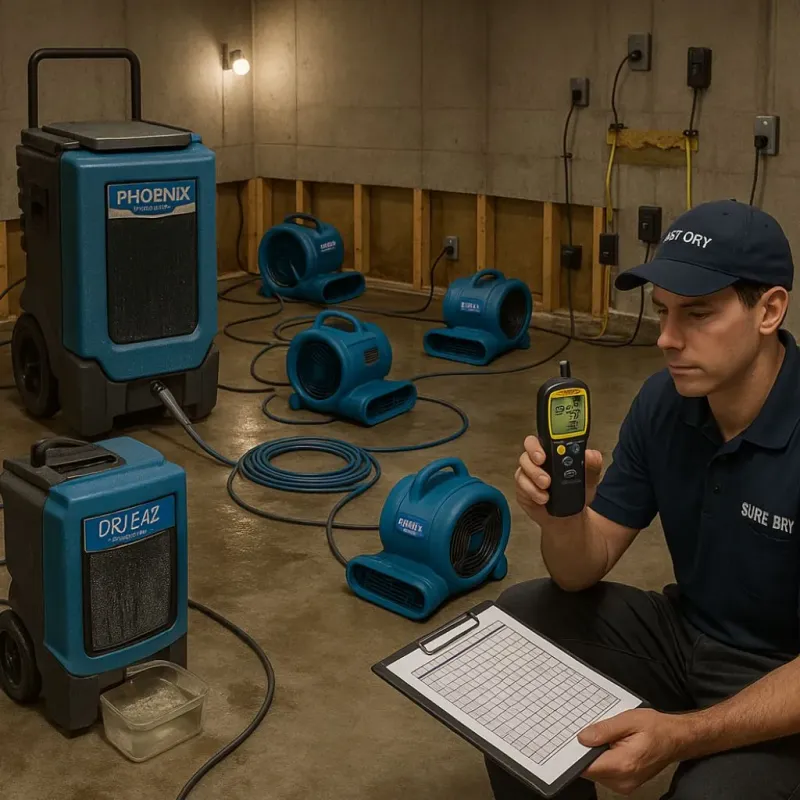 Structural Drying and Dehumidification process in Dunstable, MA